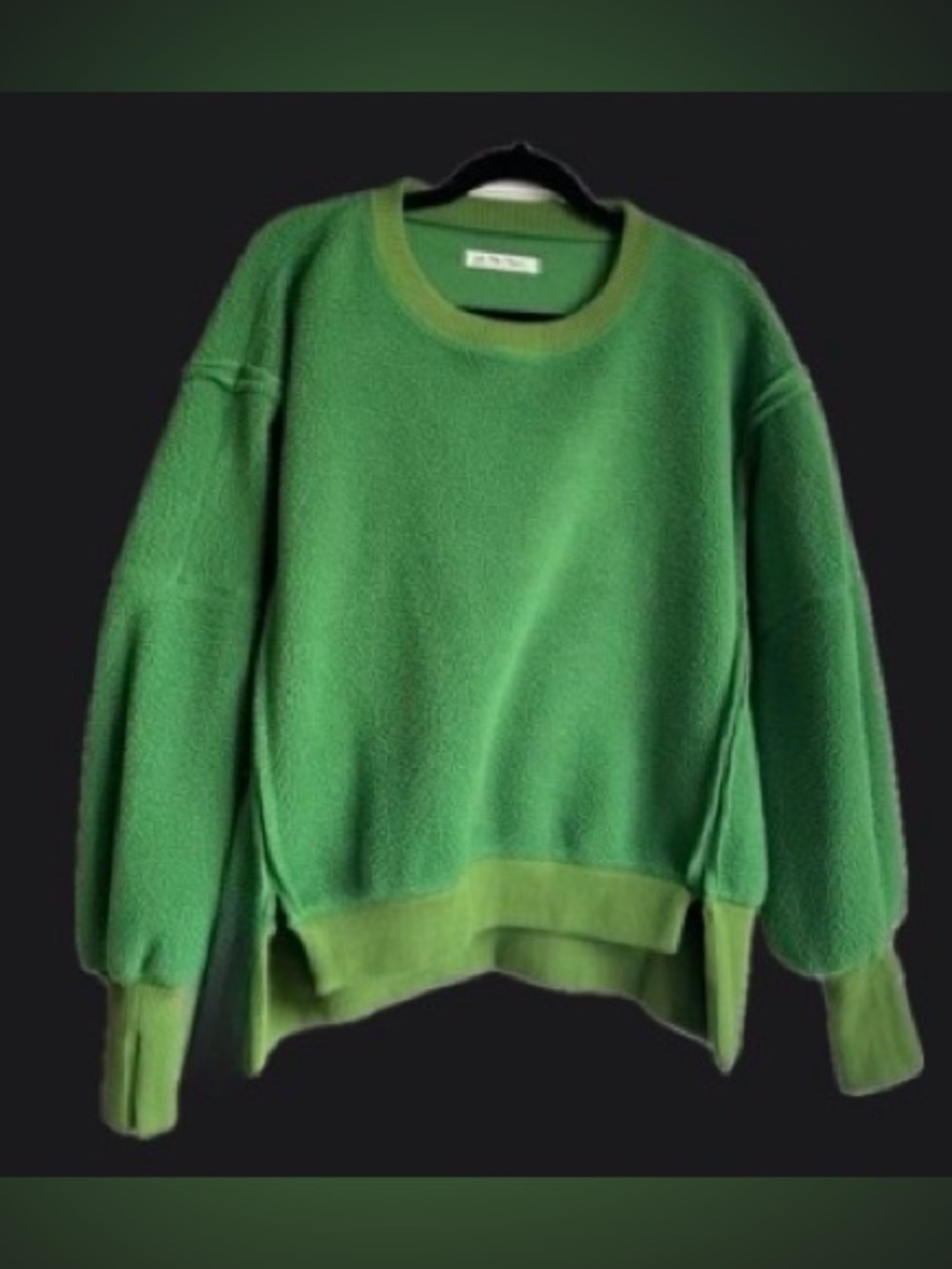 Women's Green Crewneck Fleece Sweater - Relaxed Fit